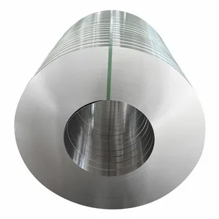 Heavy steel coil being strapped with steel strap